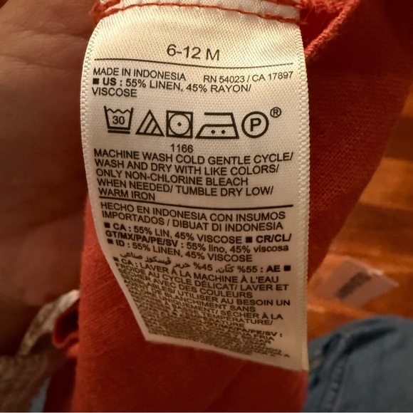 Kids Orange Button-Up Overalls linen blend 6-12months - Picture 5 of 5